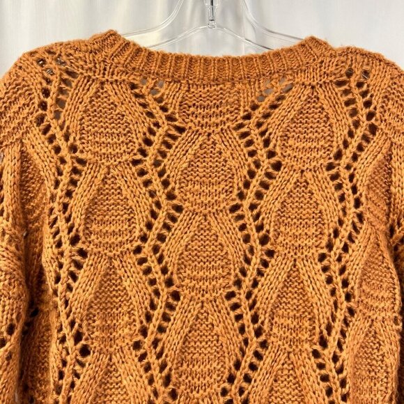 Lumiere Open Knit Long Sleeve Pullover Sweater Womens Size Small Spice - Picture 6 of 9